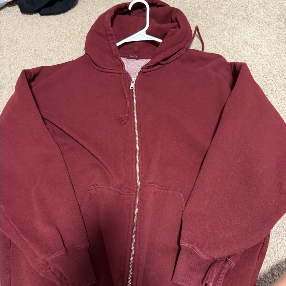 John Galt Maroon Zip-Up Hoodie